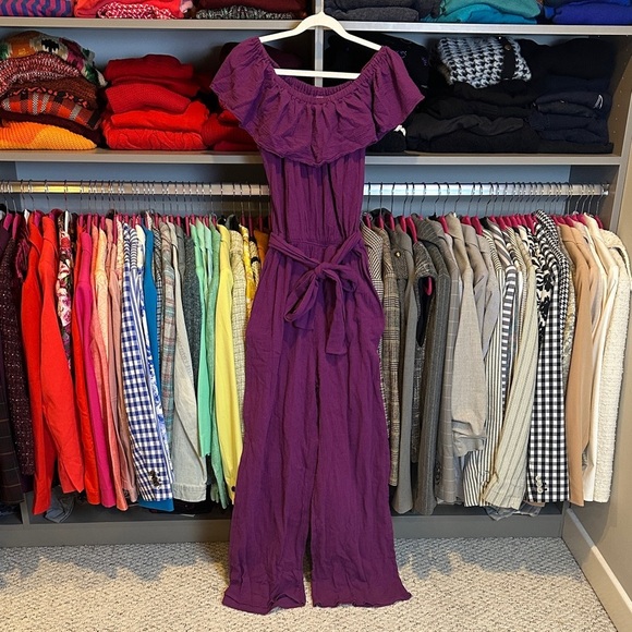 Mod Melrose Pants - Mod Melrose magenta sleeveless 2 pocket belted gauzy jumpsuit size S